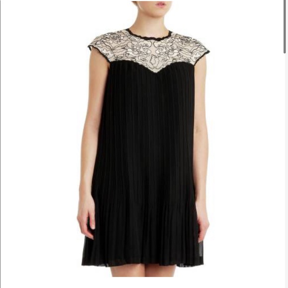 open lace back dress Ted Baker Women's Corino Mockable Pleated Dress Black 5 at Amazon Women's  Clothing store main image 1